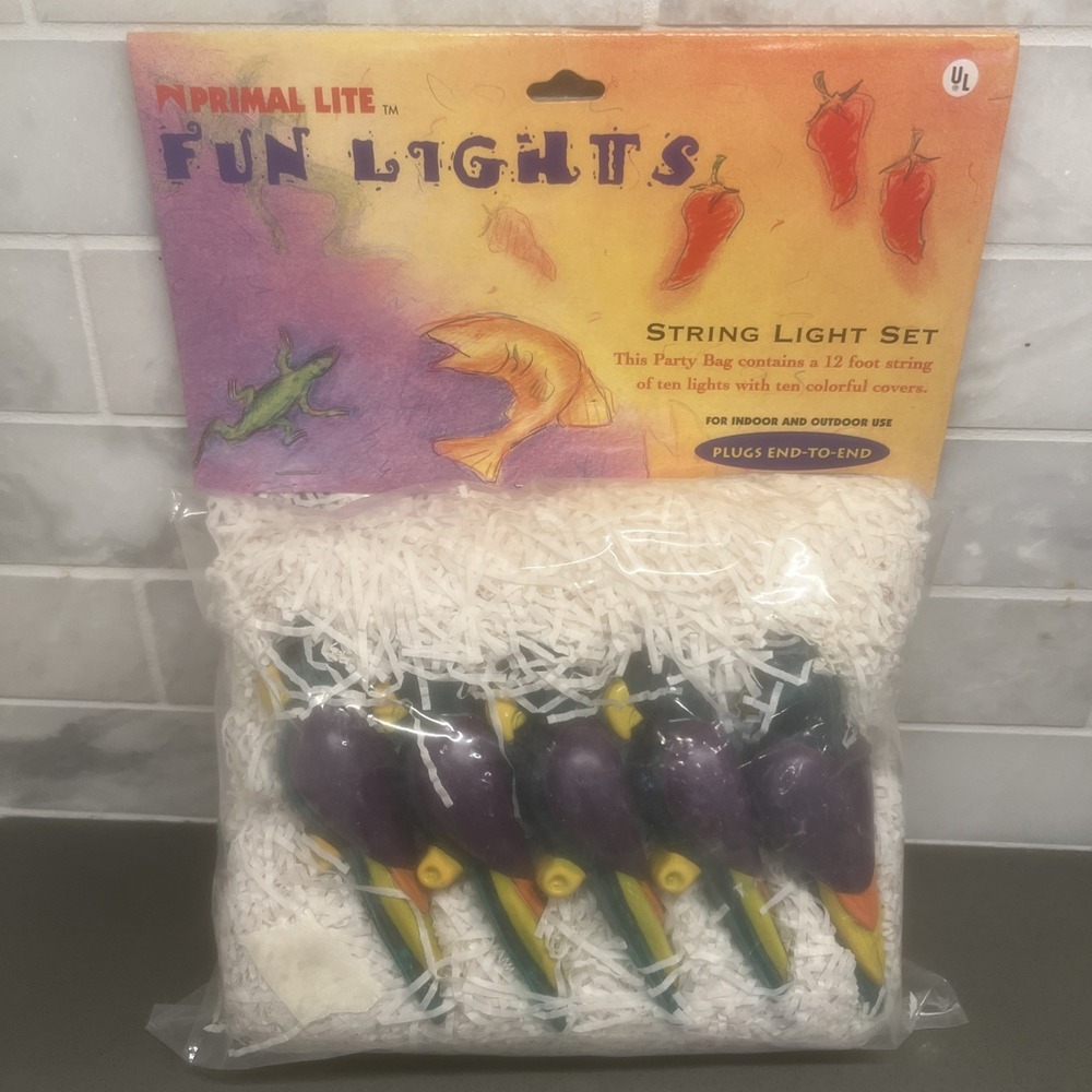 NEW-Primal Lite Green/Purple Parrots 10 Indoor Outdoor String Light Camping